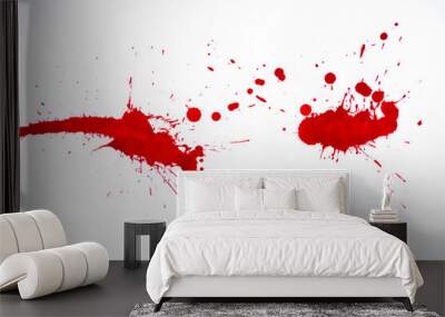 Blood splatters. Red blots of watercolor Realistic bloody splatters for Halloween Drop of blood concept. Wall mural